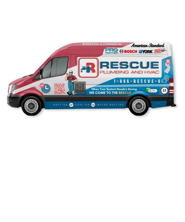 Rescue Plumbing & HVAC service truck — Northern NJ 24/7 emergency plumber and HVAC contractor